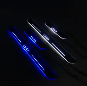 Customized Car door sill light logo Projector Laser lamp USB Power Moving LED Welcome Pedal Car Scuff Plate Pedal no wiring