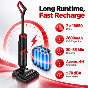 Aspiradora Inalámbrica Húmeda/Seca de 200W y 15KPa con Gran Potencia de Succión, Recargable, para Limpieza de Pisos Duros en el Hogar, Modelo F203B - Product Image 4