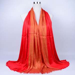 Hot Selling Women's Spring <b>Gold</b> Muslim Hijab Long Viscose <b>Scarf</b> with Shimmer Glitter - Product Image 2