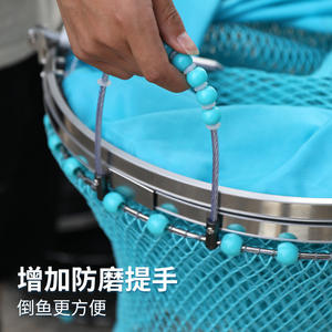 Filet à poisson rond Jiang Yue en nylon multifilament, portable, avec poignée en caoutchouc pour la pêche - Product Image 3