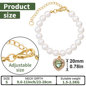 Collier de luxe pour animaux de compagnie style princesse avec pendentif cœur en acrylique coloré, collier de perles solides pour chats et chiens - Product Image 4