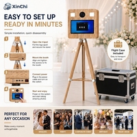 Photomaton en bois 4K avec flash automatique et lumière d'appoint, imprimante DNP QW410, station selfie portable pour fêtes et événements