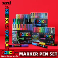 Marqueurs UNI POSCA, ensemble complet 1M 3M 5M 8K 17K PC-1M PC-3M PC-5M, peinture acrylique à base d'eau, marqueurs artistiques non toxiques, fournitures artistiques