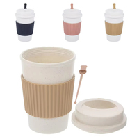 Tasses à café en plastique PP paille de blé personnalisées tasse à lait Latte sans Bpa tasse réutilisable avec couvercle
