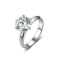 Best-seller S925 Silver Moissanite Six-Prong Ring Confortable Wear Wide Band Live Streaming Offre Spéciale