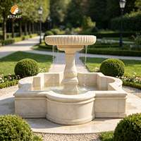 Fuente de Agua de Mármol Beige MILY, Diseño Personalizado, Estilo Europeo, Decoración para Jardín o Parque al Aire Libre