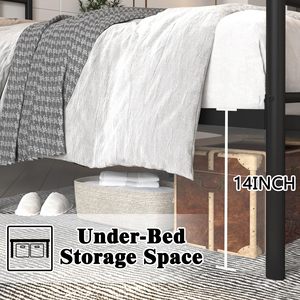 Classico 14 pollici doppio metallo telaio <span class=keywords><strong>letto</strong></span> <span class=keywords><strong>in</strong></span> metallo <span class=keywords><strong>testiera</strong></span>/pedana facile montaggio <span class=keywords><strong>letto</strong></span> spazio di stoccaggio nero materasso fondazione - Product Image 4