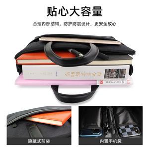 Portable Briefcase Zippered Office Bag 38x29x4.5cm Oxford Cloth Business Meeting Document Bag Unisex Black - Product Image 4