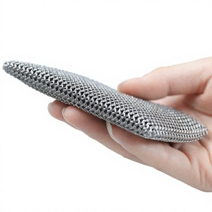 Éponge de nettoyage en maille soudée en acier inoxydable 304 316 avec coussinet en silicone pour barbecue et cuisine, en fil métallique tissé - Product Image 3