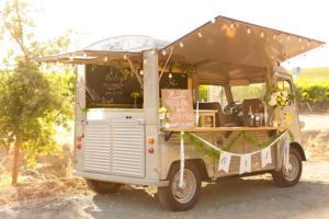 Food Truck Vintage Bianco Personalizzato con Scaffale <span class=keywords><strong>per</strong></span> Dessert Floreali, Bancone Caffè Gourmet <span class=keywords><strong>per</strong></span> Mercato dei Fiori - Product Image 3