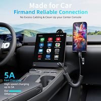 Câble de charge de voiture rétractable à ressort 4 en 1 240W PD 27W/65W/240W A-C/C-C Câble de charge USB Carplay pour iPhone Android