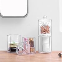 Tempat Penyimpanan Kapas Bulat, Wadah Plastik untuk Kosmetik, Perlengkapan Mandi, dan Perlengkapan Kecantikan