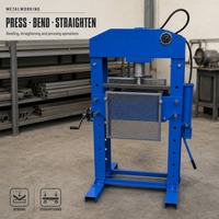 Presse d'atelier hydraulique à cadre en H avec table de travail réglable, treuil manuel et pompe manuelle, structure en acier pour atelier