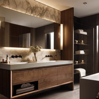 Meuble de salle de bain flottant Royal Classic, meuble de salle de bain autoportant de luxe en bois, vasque murale