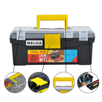 MEIJIA MJ-2002 d'usine en Chine, boîte à outils en plastique professionnelle de haute qualité manipulée 315x180x130mm avec loquets