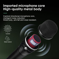 Microphone sans fil portable double canal UHF, diversité numérique, suppression du bruit, cardioïde, métal, USB, pour musique en direct AD4D