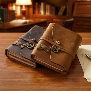 Carnet de voyage moderne en cuir véritable, portable, vintage, fait main, à feuilles mobiles, journal magique pour cadeaux de bienvenue - Product Image 1