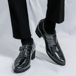 Nuove <span class=keywords><strong>Scarpe</strong></span> Eleganti <span class=keywords><strong>da</strong></span> <span class=keywords><strong>Uomo</strong></span> 2026 <span class=keywords><strong>con</strong></span> Tacco Alto, in Pelle Lucida <span class=keywords><strong>con</strong></span> Fibbia, per Occasioni Formali e Business - Product Image 5