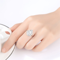 Perhiasan bagus 925 perak murni bentuk tetesan air berlian cincin pertunangan untuk wanita