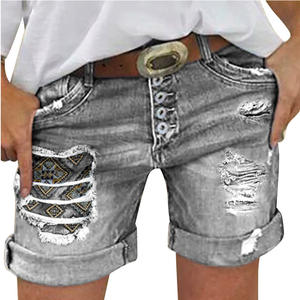Short en jean à simple boutonnage pour femmes de style européen américain avec poche à volants à ourlet roulé et offre transfrontalière décontractée - Product Image 2