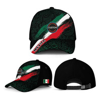 Casquettes de baseball 100% coton vintage sportives avec logo personnalisé, broderie et impression par sublimation, design drapeau mexicain à 5 panneaux, couronne argentée