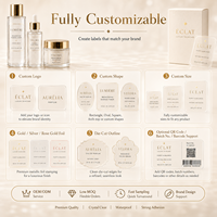 Étiquettes transparentes personnalisées, étiquettes cosmétiques transparentes en feuille d'or, étiquettes imperméables pour emballages de parfums et de soins de la peau, étiquettes en rouleau, logo personnalisé