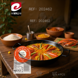 Poêle à paella en fonte durable de 46 cm avec revêtement émaillé, casseroles de cuisine espagnole traditionnelles - Product Image 3