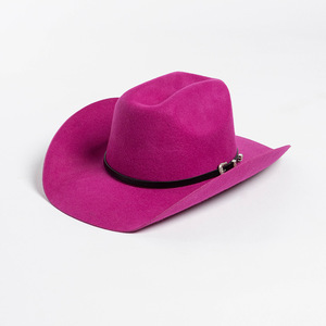 Sombrero <span class=keywords><strong>de</strong></span> vaquera con corona abierta <span class=keywords><strong>de</strong></span> lana australiana pura 100% al por mayor, colores caramelo, ala ancha, estilo occidental para hombres y mujeres, para viajes al aire libre - Product Image 6