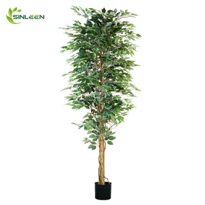 Venta al por mayor árboles grandes bonsái falso Banyan Microcarpa hoja verde planta plantas plástico Ficus artificiales