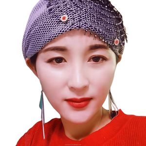 Wholesale YASEEN Women's Fashion Headscarf Head Rhinestone <b>Braided</b> Hair <b>Accessory</b> Solid Color Muslim Acrylic Breathable - Product Image 5
