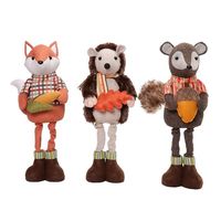 Ensemble de 3 animaux en peluche sur pied, renard, hérisson, écureuil, décorations d'hiver festives pour la maison, cadeau, 53 cm