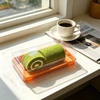 Vitrine de boulangerie professionnelle écologique pour emballage de rouleaux, boîte alimentaire en PET de qualité alimentaire, conteneur rectangulaire pour gâteaux avec couvercle transparent