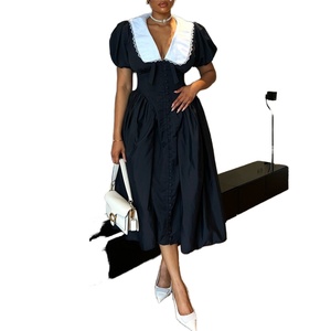 Vestido de Fiesta para Mujer, Estilo Europeo Americano, Corte en A, Manga Regular, Cintura Natural, Color Negro, Largo hasta el Suelo, Moda Francesa 2026 - Product Image 5