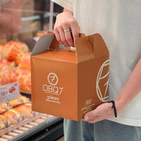 Boîte à gâteau en carton blanc biodégradable écologique personnalisée avec poignée pour l'emballage alimentaire à emporter