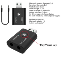 2-in-1 USB-adapter 5.0 transmissie voor computer, tv, laptop, luidsprekeradapter, draadloze ontvanger