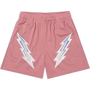 Pantalones Cortos Deportivos Retro para Hombre DiotSr, Pantalones Cortos de Baloncesto, Color Rosa, Transpirables, con Bolsillos y Cordón Ajustable - Product Image 1