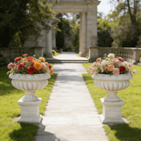 Vaso Esculpido em Mármore Natural Grande para Jardim