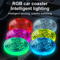 Socle de tasse LED rechargeable avec télécommande et 16 options de couleur pour une utilisation en voiture, camion, bateau ou au comptoir de bar