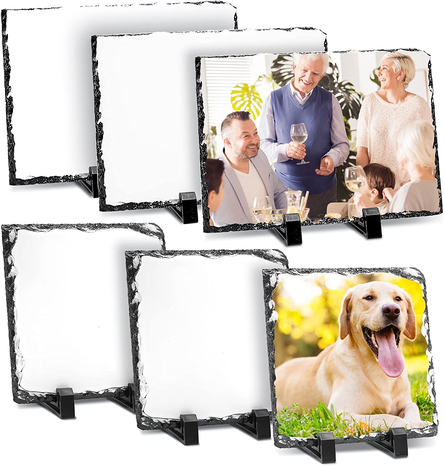 DIY персонализированный подарок настольный сувенир сублимационный Мемориальный фоторамка каменный камень панель фото заготовка с держателем дисплея