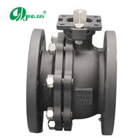 Válvula de bola industrial con brida DIN, OEM, de acero al carbono, para control de agua y gas, plataforma alta, cuerpo de 2 piezas, 100% probada contra fugas