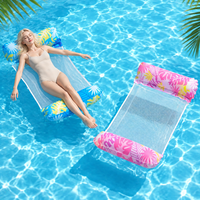 Lit d'eau portable, hamac flottant gonflable en PVC, tapis flottant pliable pour la récréation aquatique