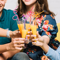 10/20/30 pièces pailles à boucle folle réutilisables pour les fêtes ventouses à boire pailles torsadées colorées pour enfants carnaval Bar Restaurant