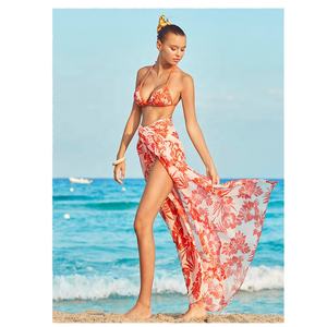 Fashion Printed Long Cover up Beachwear Swimwear Bikini Flowy 3 Piece <strong>Beach</strong> Dress - Product Image 1