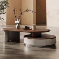 Table basse ovale en bois brun de style nordique pour hôtel et maison