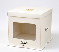 Boîte à gâteau personnalisée avec logo, boîte à gâteau carrée avec fenêtre, carton ivoire biodégradable de qualité alimentaire pour pâtisserie, gâteaux faits main pour fêtes