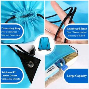 Wholesale 210D <b>Waterproof</b> Polyester Gymsack Training <b>Drawstring</b> <b>Bag</b> with Custom Logo Letter Pattern - Product Image 5