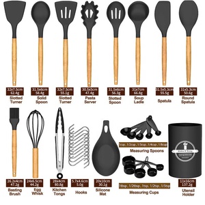 Nhà cung cấp tại chỗ phụ kiện nhà bếp 33 cái tay cầm bằng gỗ Silicone đồ dùng nhà bếp bộ đa chức năng nấu ăn đồ dùng Set - Product Image 6