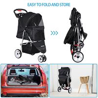Am-azon Offre Spéciale pliable 3 roues vert portable chariot couche chariot animal de compagnie pour 2 Double chien parapluie poussette