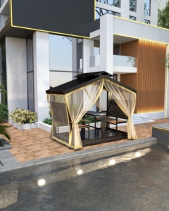 Gazebo Moderno de Lujo para Exteriores, de Aluminio, con Cortinas, Pérgola Impermeable, Pabellón para Jardín, Villa, Piscina, Resistente a la Intemperie - Product Image 3
