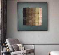 Seni Kayu Geometris 3D Patung Dekorasi Dinding Bertekstur Lukisan Blok Kayu Persegi Karya Seni Unik untuk Rumah